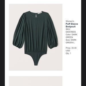 Abercrombie dark green blouse bodysuit